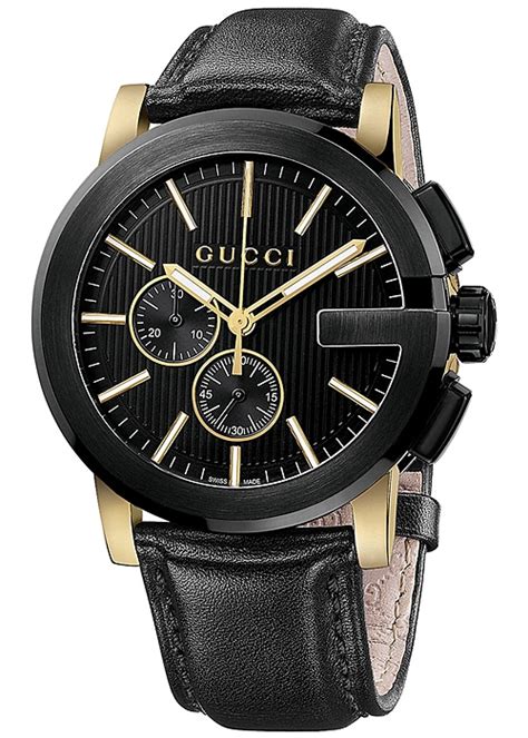 mens.gucci watch|Black Leather G.